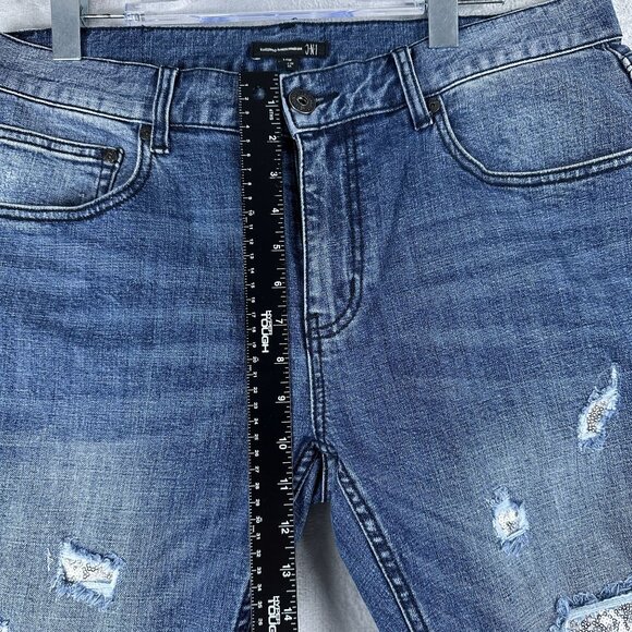 INC International Concepts Straight Leg Jeans Womens Size 34W Distressed Blue - Picture 8 of 12